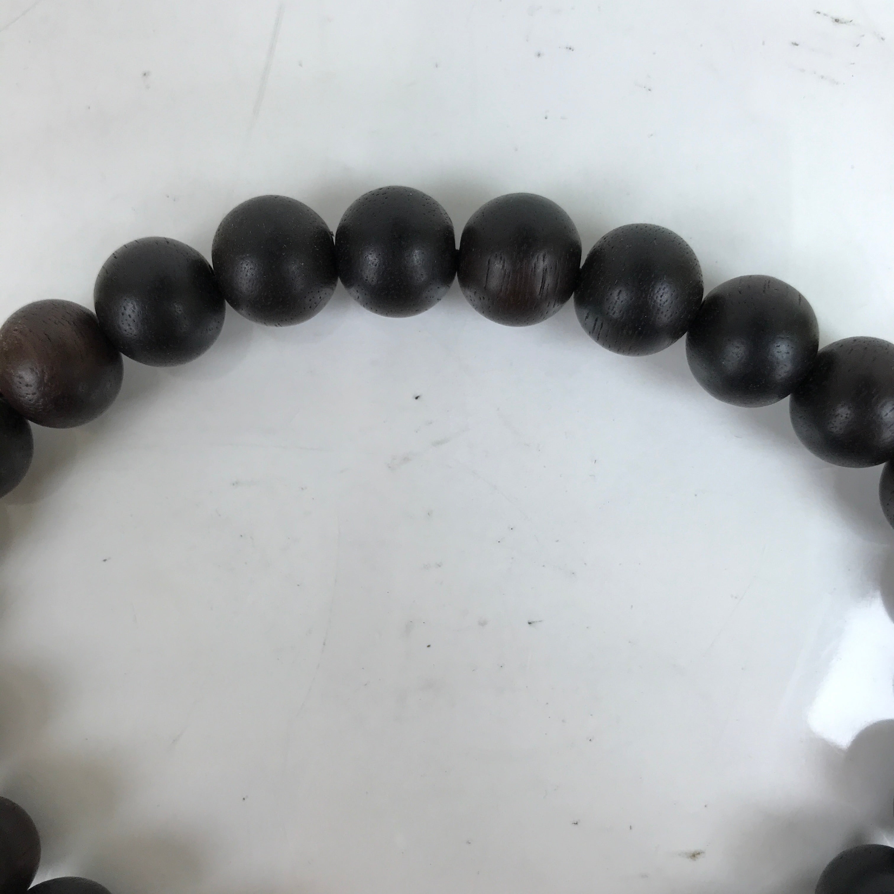 Japanese Buddhist Prayer Bracelet Vtg Kyonenju Juzu Beads Ebony Wood Agate JZ159