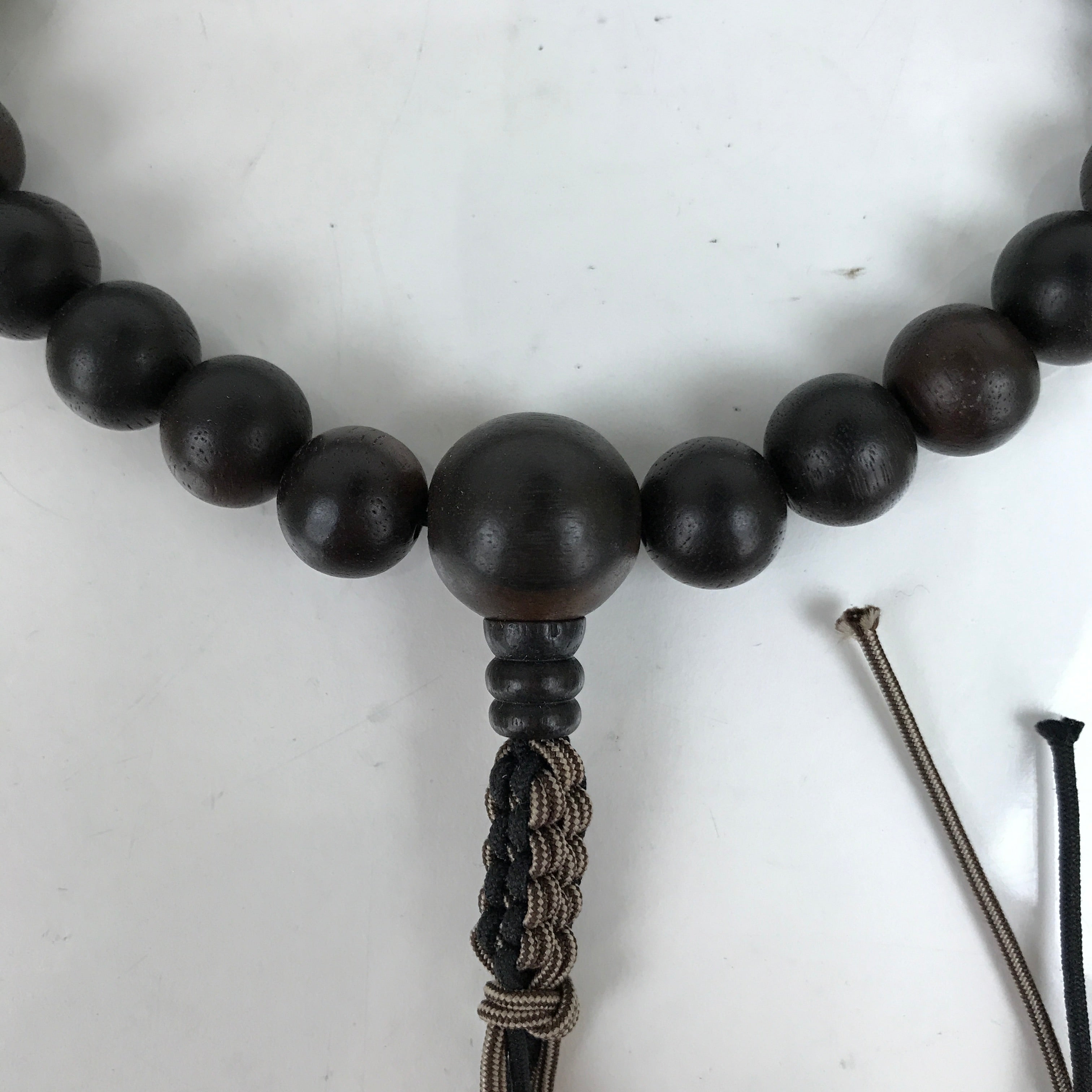 Japanese Buddhist Prayer Bracelet Vtg Kyonenju Juzu Beads Ebony Wood Agate JZ159