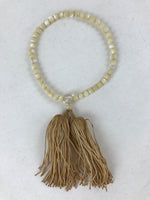 Japanese Buddhist Prayer Bracelet Vtg Rosary Juzu Beige Clear Cream Tassel JZ142