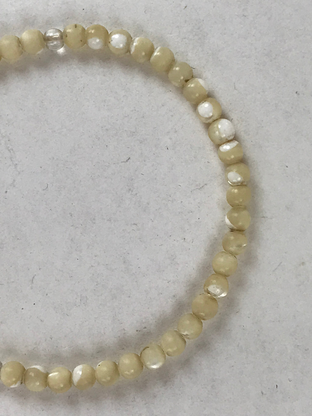 Japanese Buddhist Prayer Bracelet Vtg Rosary Juzu Beige Clear Cream Tassel JZ142