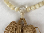 Japanese Buddhist Prayer Bracelet Vtg Rosary Juzu Beige Clear Cream Tassel JZ142