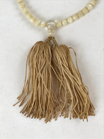 Japanese Buddhist Prayer Bracelet Vtg Rosary Juzu Beige Clear Cream Tassel JZ142