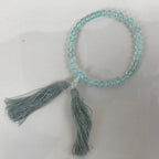 Japanese Buddhist Prayer Bracelet Vtg Rosary Juzu Blue Glass Beads Tassels JZ151