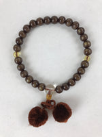 Japanese Buddhist Prayer Bracelet Vtg Rosary Juzu Brown Iridescent Pompoms JZ143