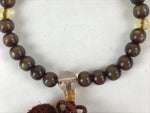 Japanese Buddhist Prayer Bracelet Vtg Rosary Juzu Brown Iridescent Pompoms JZ143