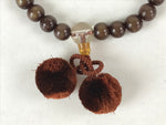 Japanese Buddhist Prayer Bracelet Vtg Rosary Juzu Brown Iridescent Pompoms JZ143