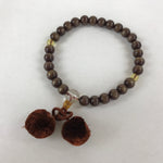 Japanese Buddhist Prayer Bracelet Vtg Rosary Juzu Brown Iridescent Pompoms JZ143