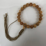 Japanese Buddhist Prayer Bracelet Vtg Rosary Juzu Brown Natural Wood Beads JZ155