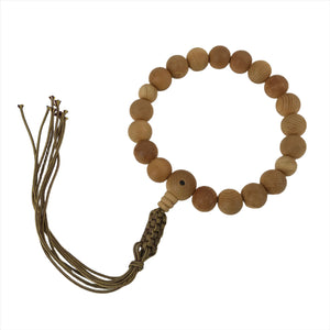 Japanese Buddhist Prayer Bracelet Vtg Rosary Juzu Brown Natural Wood Beads JZ155