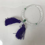Japanese Buddhist Prayer Bracelet Vtg Rosary Juzu Clear Green Glass Tassel JZ152