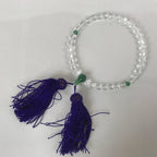 Japanese Buddhist Prayer Bracelet Vtg Rosary Juzu Clear Green Glass Tassel JZ152