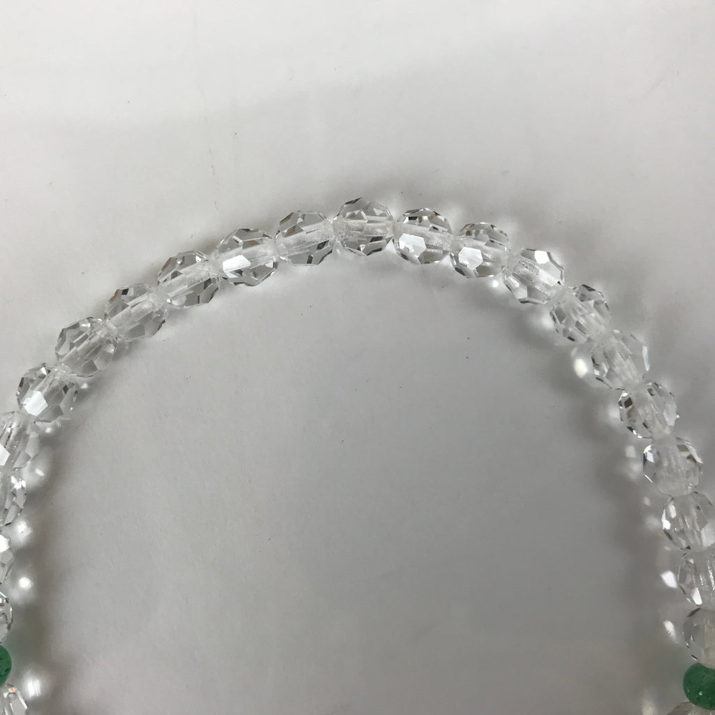 Japanese Buddhist Prayer Bracelet Vtg Rosary Juzu Clear Green Glass Tassel JZ152