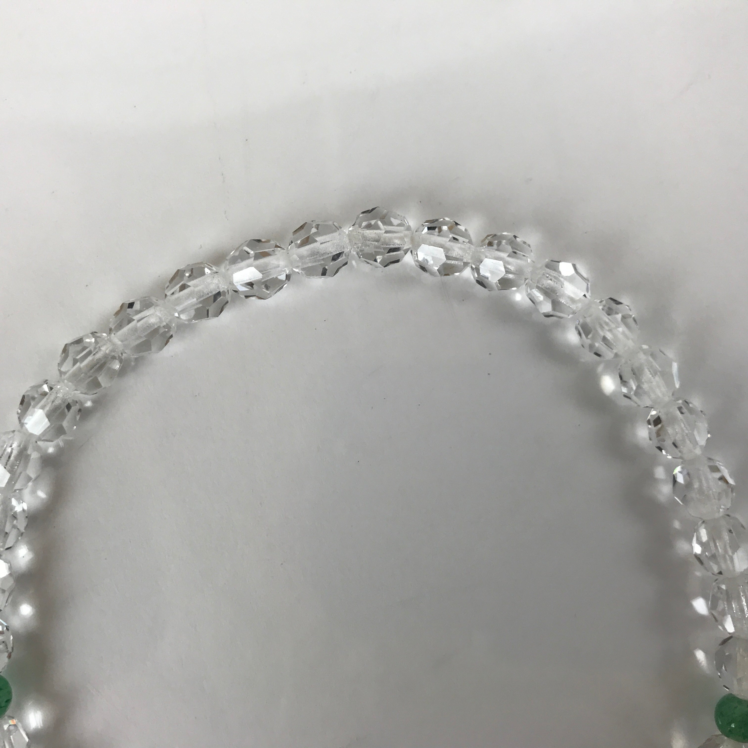 Japanese Buddhist Prayer Bracelet Vtg Rosary Juzu Clear Green Glass Tassel JZ152