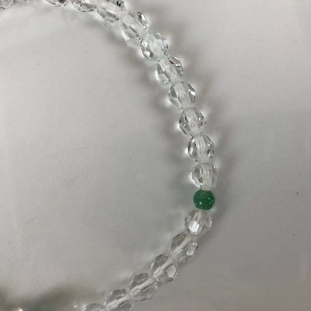 Japanese Buddhist Prayer Bracelet Vtg Rosary Juzu Clear Green Glass Tassel JZ152