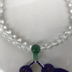 Japanese Buddhist Prayer Bracelet Vtg Rosary Juzu Clear Green Glass Tassel JZ152