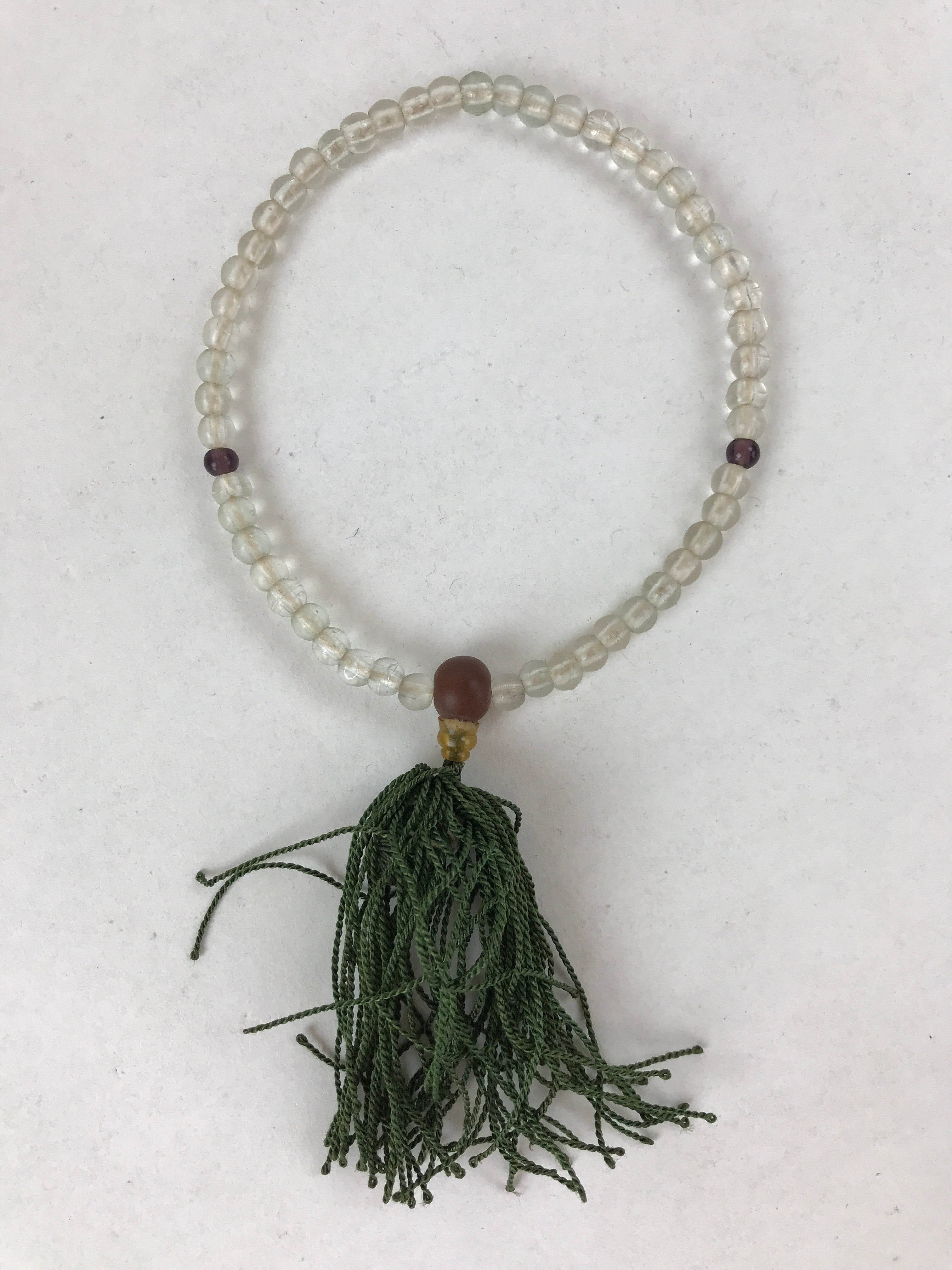 Japanese Buddhist Prayer Bracelet Vtg Rosary Juzu Clear White Purple Green JZ138