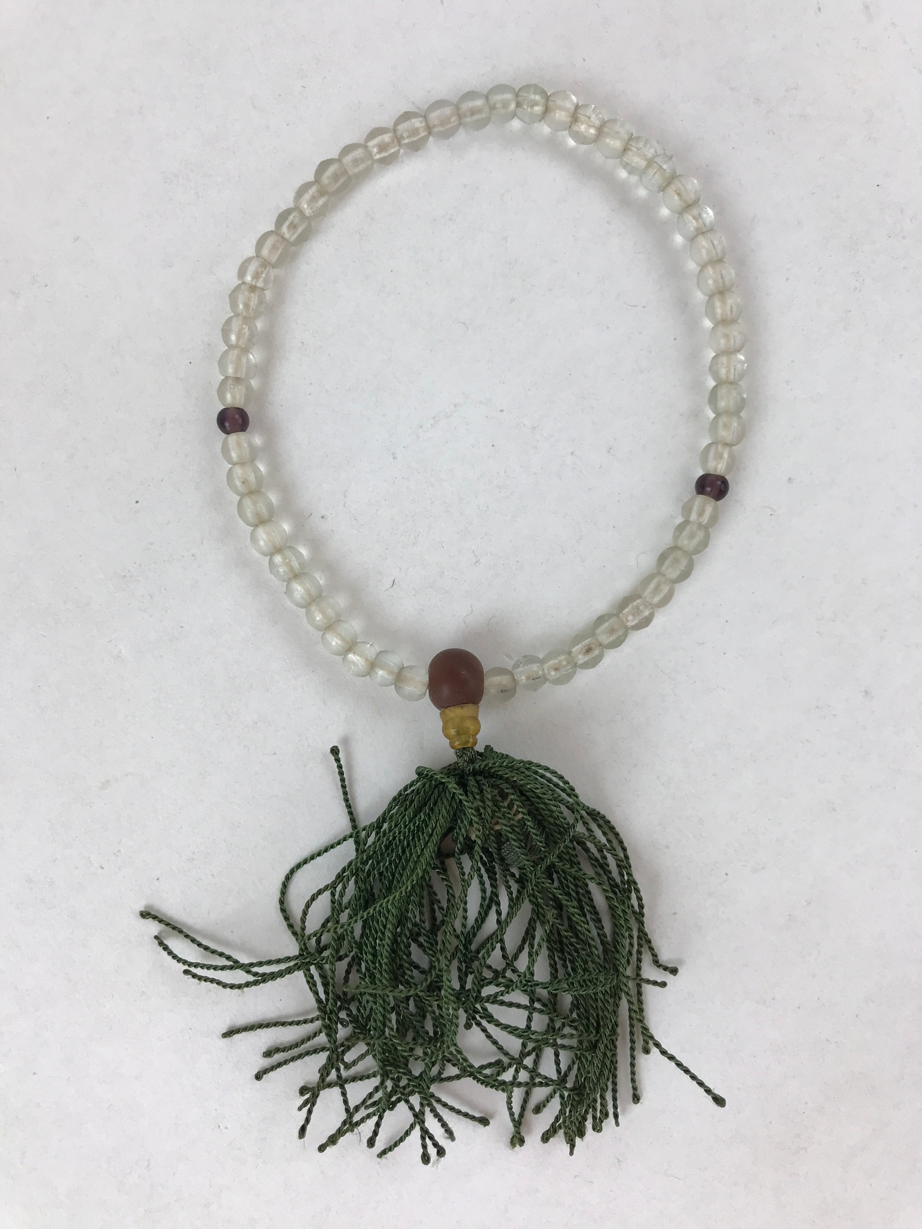 Japanese Buddhist Prayer Bracelet Vtg Rosary Juzu Clear White Purple Green JZ138
