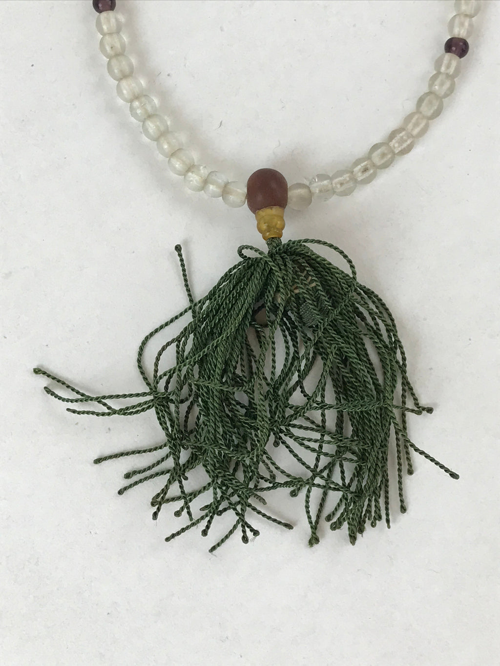 Japanese Buddhist Prayer Bracelet Vtg Rosary Juzu Clear White Purple Green JZ138