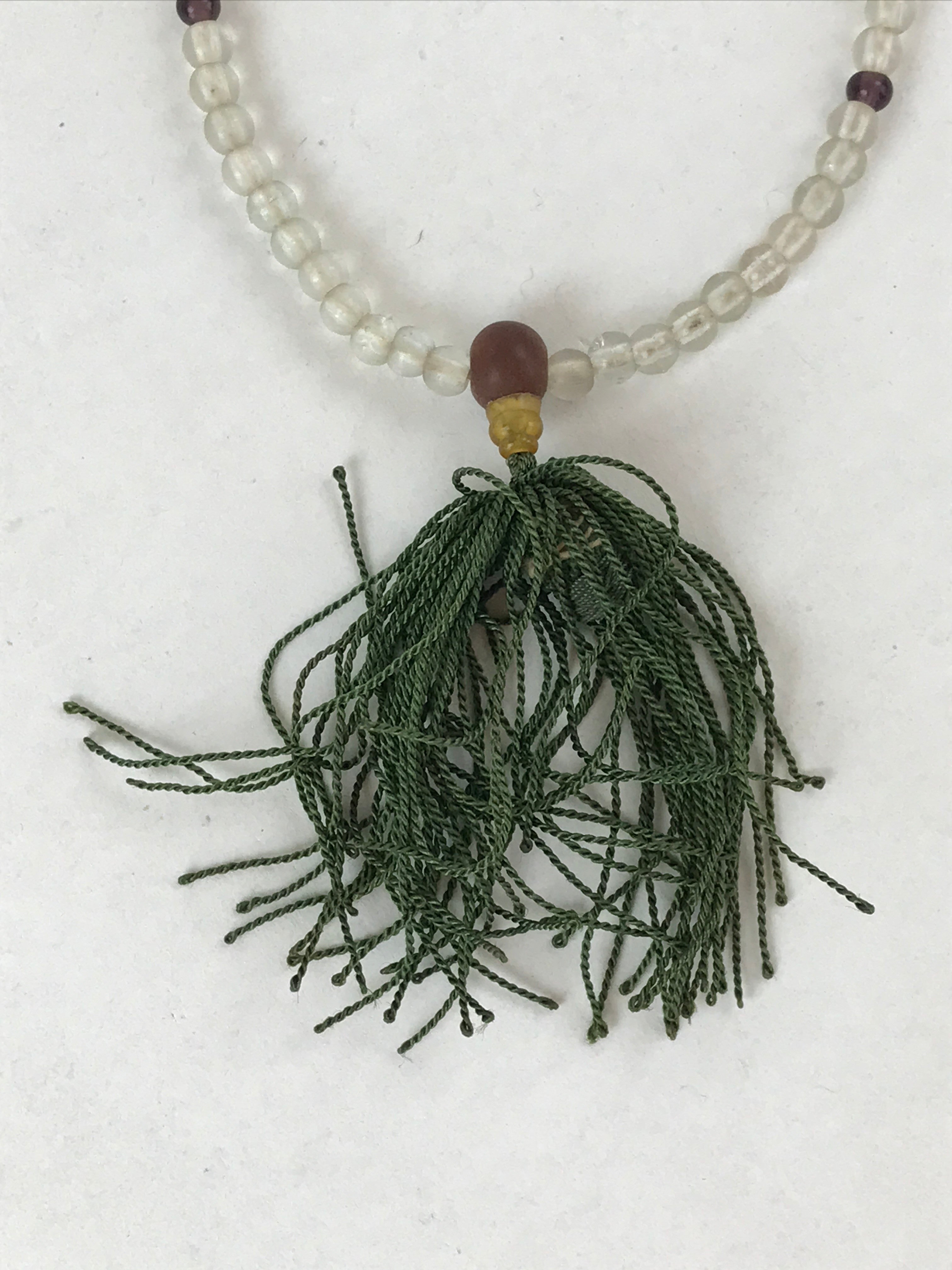 Japanese Buddhist Prayer Bracelet Vtg Rosary Juzu Clear White Purple Green JZ138