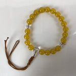 Japanese Buddhist Prayer Bracelet Vtg Rosary Juzu Clear Yellow Brown Cord JZ153
