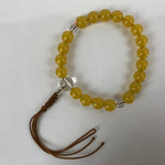 Japanese Buddhist Prayer Bracelet Vtg Rosary Juzu Clear Yellow Brown Cord JZ153