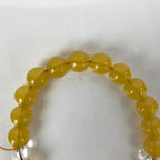 Japanese Buddhist Prayer Bracelet Vtg Rosary Juzu Clear Yellow Brown Cord JZ153