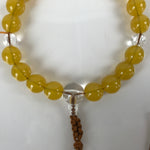 Japanese Buddhist Prayer Bracelet Vtg Rosary Juzu Clear Yellow Brown Cord JZ153