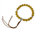 Japanese Buddhist Prayer Bracelet Vtg Rosary Juzu Clear Yellow Brown Cord JZ153