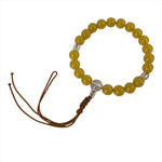 Japanese Buddhist Prayer Bracelet Vtg Rosary Juzu Clear Yellow Brown Cord JZ153