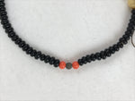 Japanese Buddhist Prayer Bracelet Vtg Rosary Juzu Flat Beads Black Orange JZ136