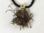 Japanese Buddhist Prayer Bracelet Vtg Rosary Juzu Flat Beads Black Orange JZ136