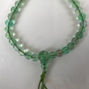 Japanese Buddhist Prayer Bracelet Vtg Rosary Juzu Green Glass Beads JZ157