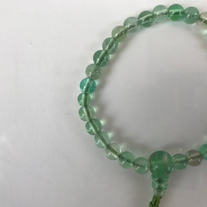 Japanese Buddhist Prayer Bracelet Vtg Rosary Juzu Green Glass Beads JZ157