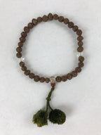 Japanese Buddhist Prayer Bracelet Vtg Rosary Juzu Mala Brown Clear Green JZ139