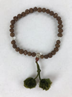Japanese Buddhist Prayer Bracelet Vtg Rosary Juzu Mala Brown Clear Green JZ139