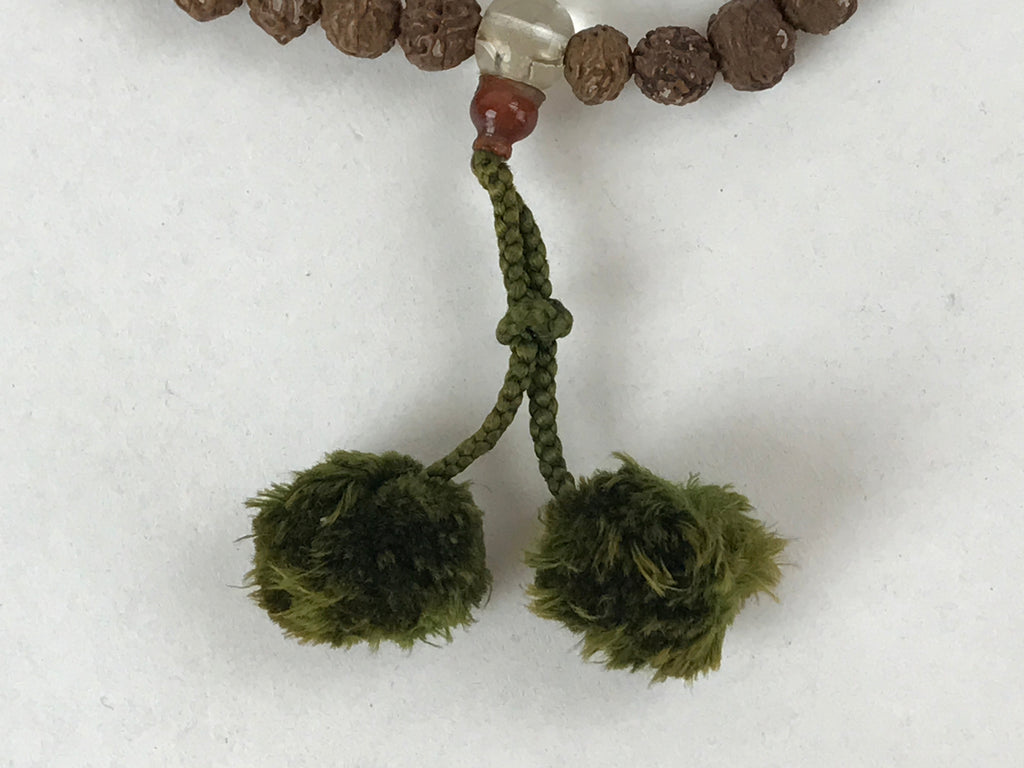 Japanese Buddhist Prayer Bracelet Vtg Rosary Juzu Mala Brown Clear Green JZ139