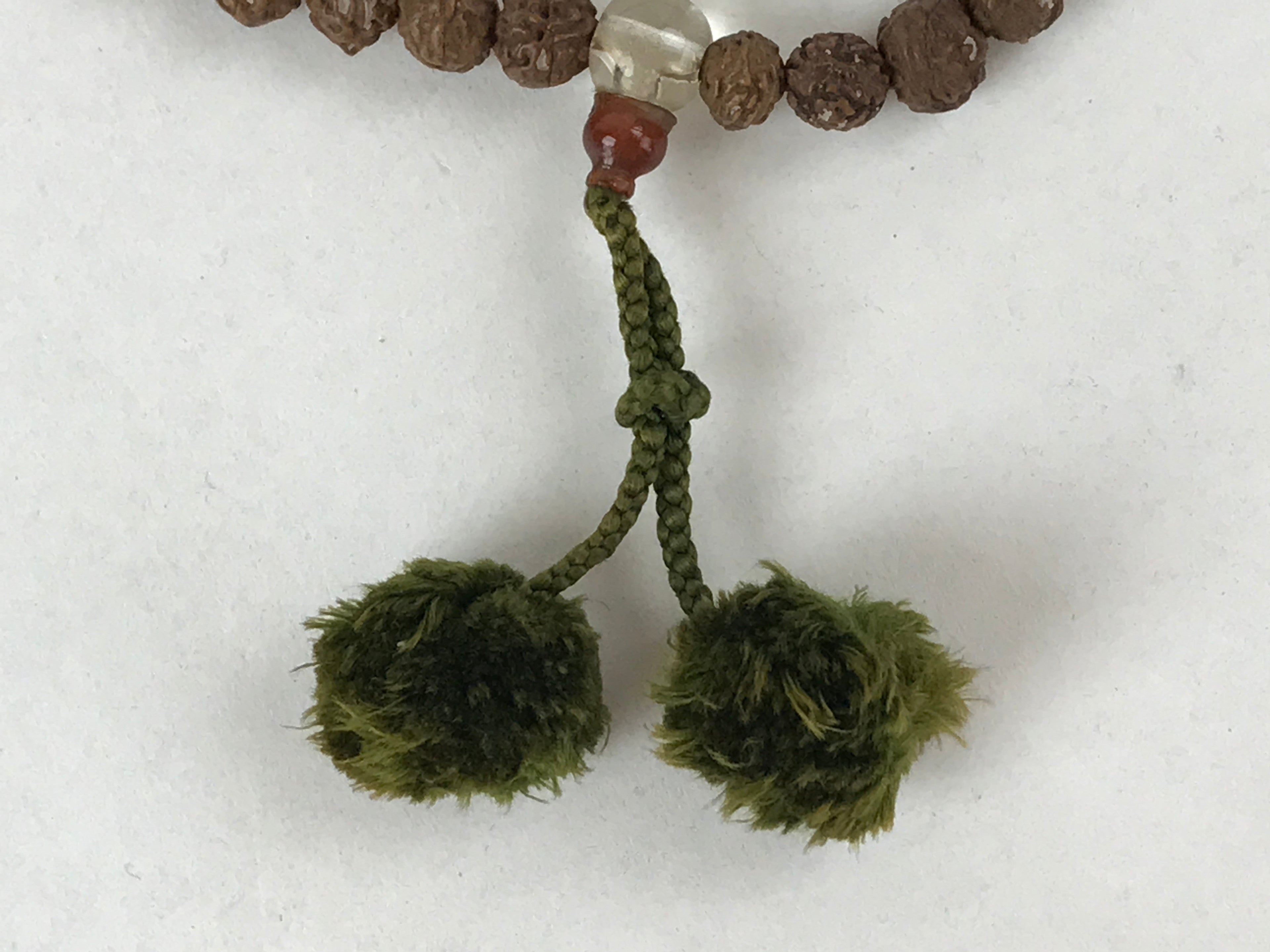 Japanese Buddhist Prayer Bracelet Vtg Rosary Juzu Mala Brown Clear Green JZ139