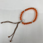 Japanese Buddhist Prayer Bracelet Vtg Rosary Juzu Orange Clear Brown Cord JZ145