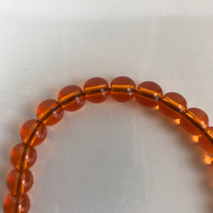 Japanese Buddhist Prayer Bracelet Vtg Rosary Juzu Orange Clear Brown Cord JZ145