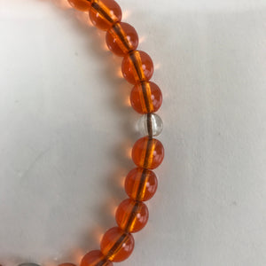 Japanese Buddhist Prayer Bracelet Vtg Rosary Juzu Orange Clear Brown Cord JZ145