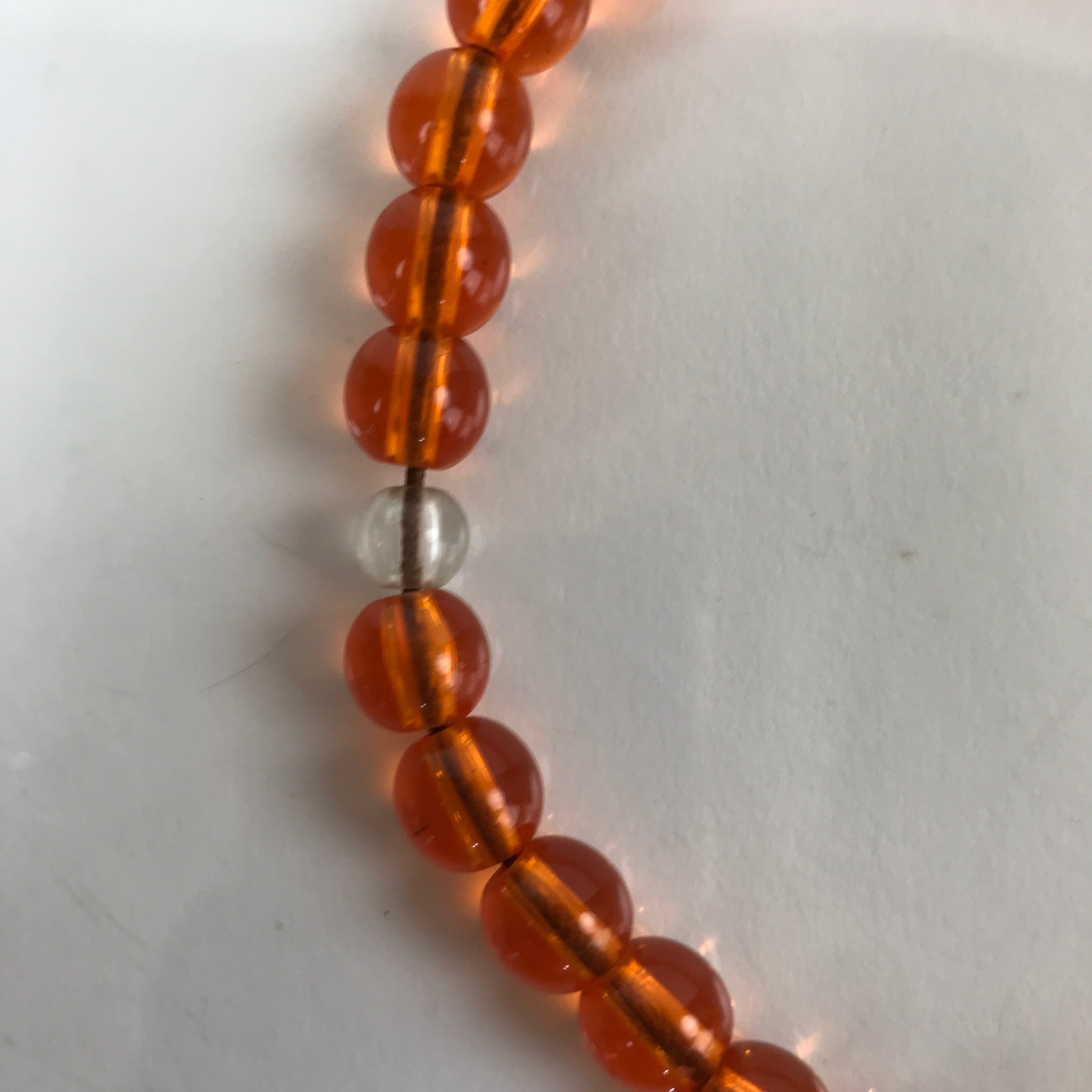 Japanese Buddhist Prayer Bracelet Vtg Rosary Juzu Orange Clear Brown Cord JZ145