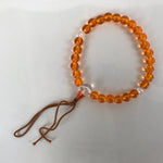 Japanese Buddhist Prayer Bracelet Vtg Rosary Juzu Orange Clear Brown Cord JZ149