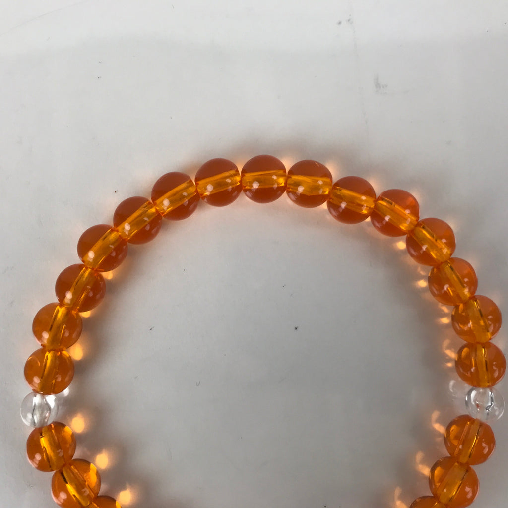Japanese Buddhist Prayer Bracelet Vtg Rosary Juzu Orange Clear Brown Cord JZ149