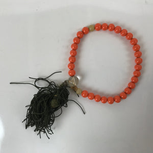 Japanese Buddhist Prayer Bracelet Vtg Rosary Juzu Orange Stone Glass Beads JZ156