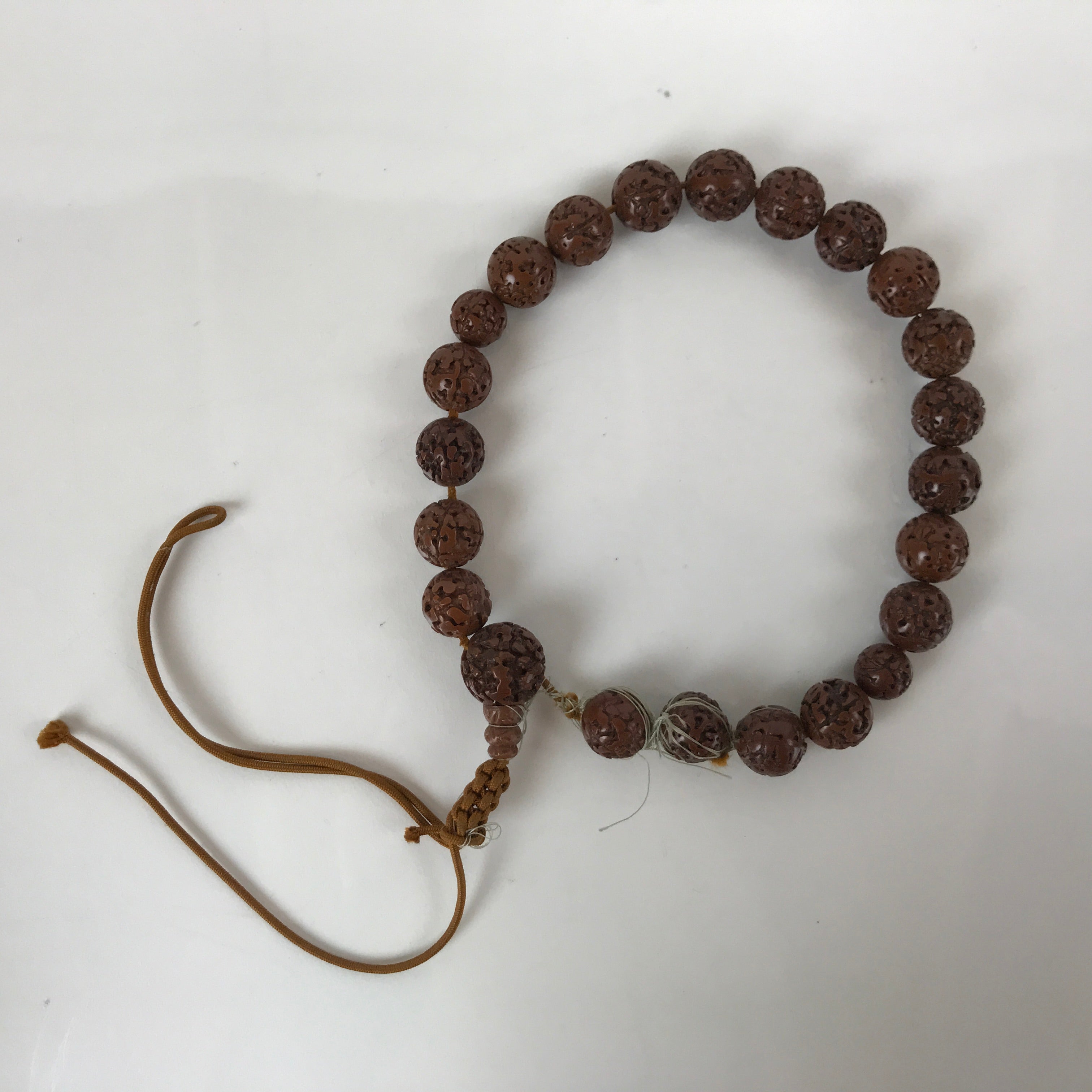 Japanese Buddhist Prayer Bracelet Vtg Rosary Juzu Replica Bodhi Seed Beads JZ150
