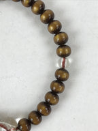 Japanese Buddhist Prayer Bracelet Vtg Rosary Juzu Tiger Eye Brown Pompoms JZ144