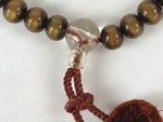 Japanese Buddhist Prayer Bracelet Vtg Rosary Juzu Tiger Eye Brown Pompoms JZ144