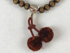 Japanese Buddhist Prayer Bracelet Vtg Rosary Juzu Tiger Eye Brown Pompoms JZ144