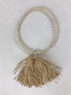 Japanese Buddhist Prayer Bracelet Vtg Rosary Juzu White Clear Beige Tassel JZ140