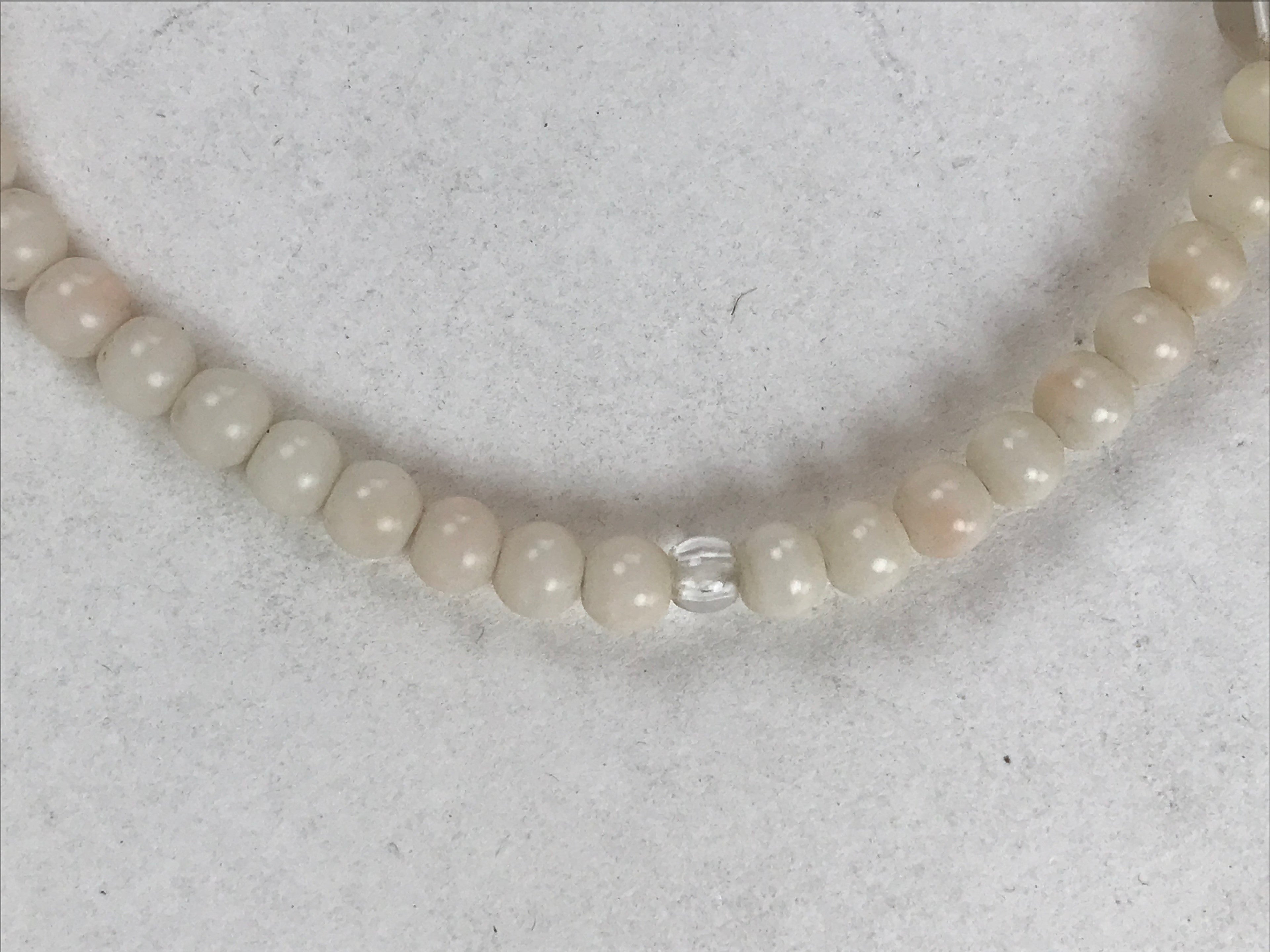 Japanese Buddhist Prayer Bracelet Vtg Rosary Juzu White Clear Beige Tassel JZ140